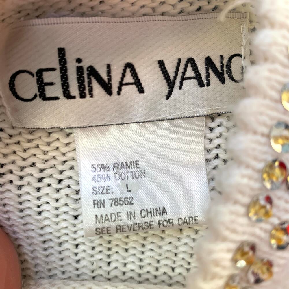 Celina Yang Vintage Sweater with Beading and Sequins Size Large - Picture 8 of 8